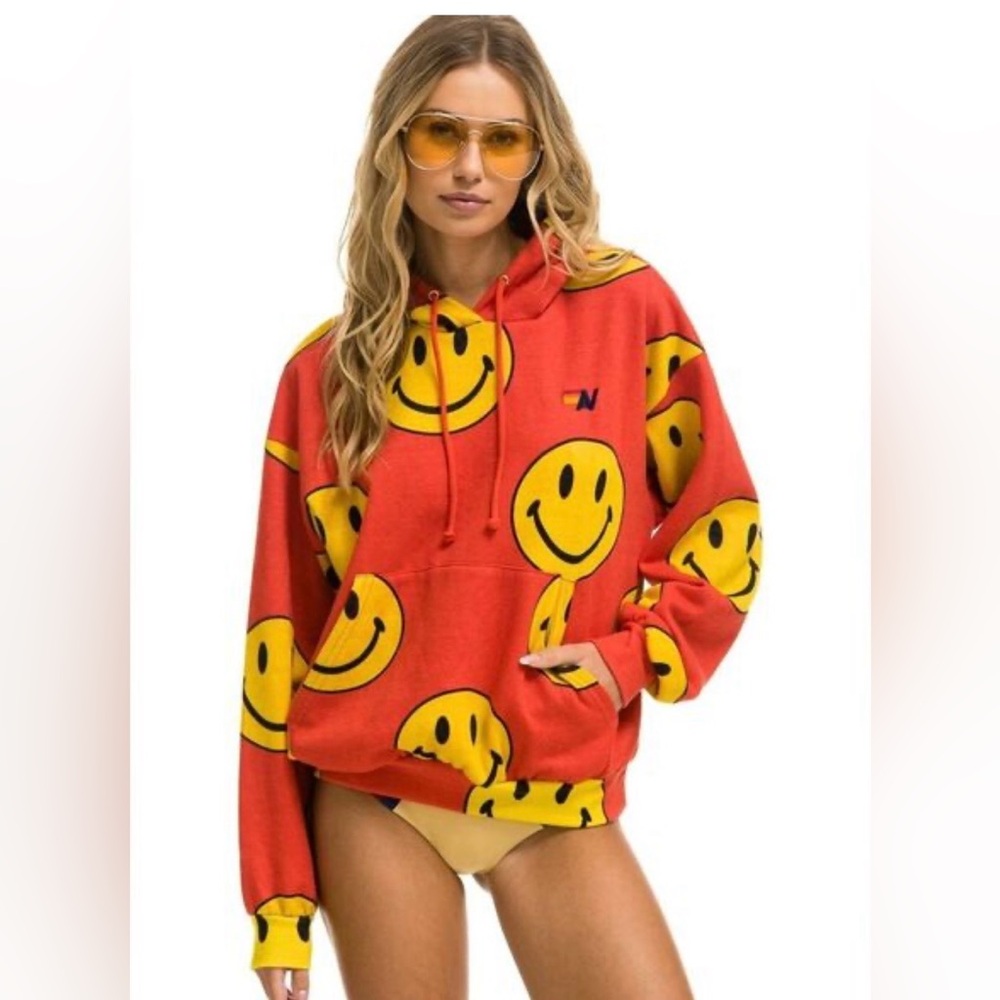 Aviator Nation Smiley Hoodie Size Small